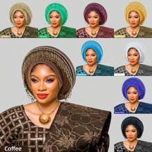 African Traditional & Latin American Fashion Solid Color Beaded Multi-Layer Faux Pearl Trim Overhead Hat For Women, Hand-Beaded Tassel Decor, Suitable For Daily Wear, Weddings, Parties, Mother's Day Gift Hair Sleep Cap - Nigerian Turban Hat - View 12