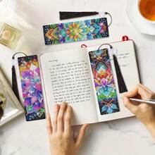 Set Of 8 Mandala Diamond Painting Bookmarks, 5D DIY Acrylic Tassel Bookmarks With Round Diamond - Geometric Themed Handcraft Kits, Suitable For Adult Beginners, Back To School Learning Supplies Gifts - Multicolor - View 4