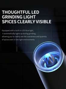 1pc/2pcs Gravity Electric Pepper And Salt Grinder Set, Adjustable Coarseness, Battery Powered With LED Light, One Hand Automatic Operation, Only 4 Batteries Required,Perfect Christmas Gift,Stainless Steel Black