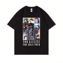 Tom Kaulitz The  Graphic T Shirts German Rock Band Tokio Hotel T-Shirts Men Women Vintage Punk Gothic Oversized Tshirt - 黑色 - 查看 1