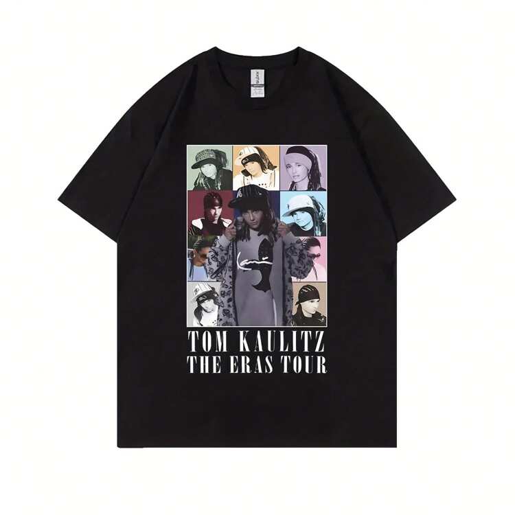 Tom Kaulitz The  Graphic T Shirts German Rock Band Tokio Hotel T-Shirts Men Women Vintage Punk Gothic Oversized Tshirt - 黑色 - 查看 1