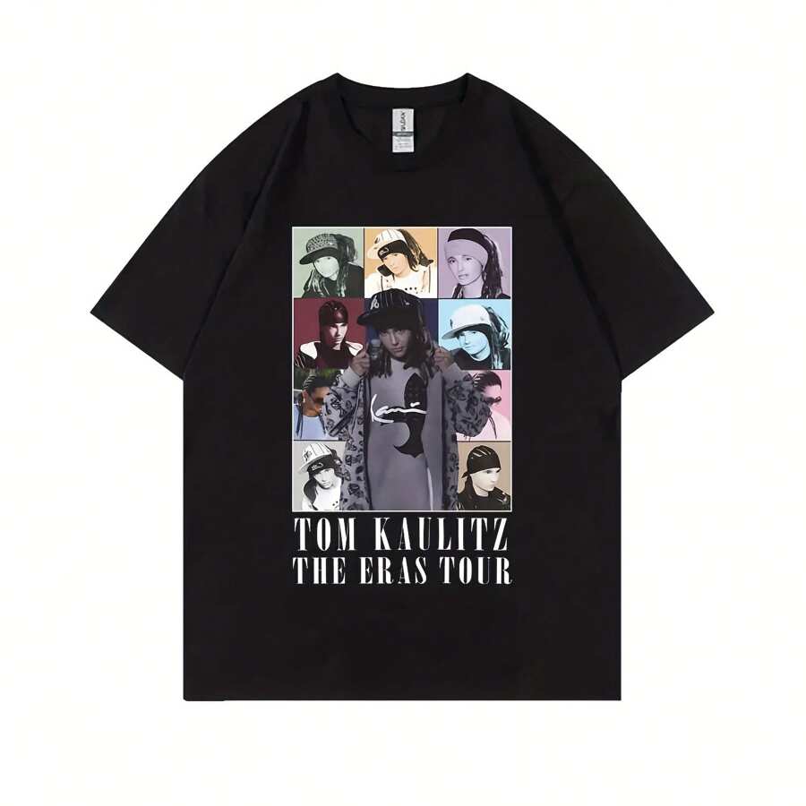Tom Kaulitz The Graphic T Shirts German Rock Band Tokio Hotel T-Shirts Men Women Vintage Punk Gothic Oversized Tshirt - 黑色 - 查看 1