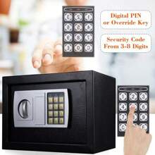 Lucn 8.5L Medium Fireproof Digital Steel Safe Electronic Security Office Home Money Cash Safety Box, Top Digital Safe Box Large Space With 2 Keys, Full-Digit Keypad And 2 Bolts, 8.5L Electronic Password Security Safe Money Cash Deposit Box Office Home Safe Password Key Anti-Theft Safe Box, Wall Mounted Home Safety Security Lock Box, 8.5L (31*20*20 Cm, Black) - Black - View 3