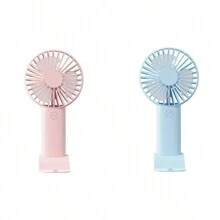 1 pieza Ventilador de triple hoja recargable por USB con soporte, se puede usar como soporte para teléfono/tableta, diseño lindo adecuado tanto para niños como para niñas. Regalo ideal para mujeres, perfecto para actividades al aire libre, playa, oficina, escuela, hogar [Ventilador de refrigeración de verano]