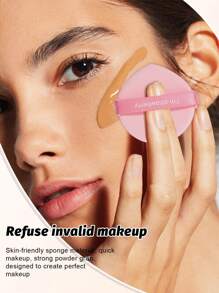21/9/7/5Pcs Cosmetic Sponge Bundle, Teardrop & Triangle Makeup Sponges, Finger & Air Cushion Puffs, Cleansing Pads, Bow Hair Band, Wrist Bands, Silicone Brush Cleaning Bowl, Washable Daily Facial Makeup Blending Tools - Pink - View 8