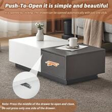LITZEE Modern Gray-White Rechteckiger Couchtisch 100x50x30 Cm - Mit 2 Druckschubladen Und Innovativem Design, Weight Bar Up To 45 Kg, Niedriger Wohnzimmertisch, Beistelltisch, Couchtisch