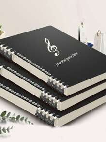 1 pieza Cuaderno de práctica desmontable con pentagrama musical y nota musical personalizada de tamaño B5 negro, adecuado para que los amantes de la música organicen las partituras, con nombre personalizado