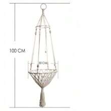 手工棉绳猫吊床秋千，带垫子的宠物猫床 - 白色 - 查看 5