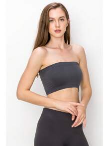 KURVE SEAMLESS MINI BANDEAU TUBE TOP - Charcoal - View 4