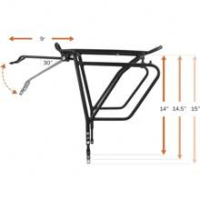 Bike Rack - Bicycle Touring Carrier Plus+ For Disc Brake/Non-Disc Brake Mount Fat Tire Bikes Frame-Mounted For Heavier Top & Side Loads Height Adjustable For 26in-29inFrames