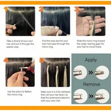 Micro Loop Hair Extensions Real Human Hair Microlink Hair Extensions Human Hair Black Microbead Hair Extensions 12-20 Inch 30g/50s - SP4/27 - View 5