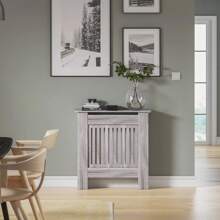 Radiator Cover Heater Cover Cabinet Radiator Shelf MDF Wood Vertical Slat White Grey Radiator Covers Living Room Furniture - Grey - View 6