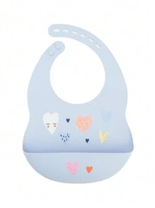 1pc Baby Silicone Bib, Cartoon Pattern Waterproof Baby Bib, Adjustable Cute Children Drool Bib, Rainbow Dinosaur Lemon Pattern, Baby Tableware - Multicolor - View 20