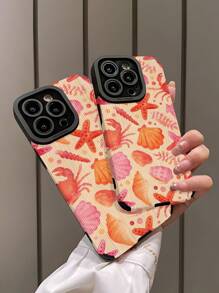 1pc New Crab & Shell Pattern Classic Anti-Drop Soft TPU Phone Case Suitable For IPhone And S17/S17 Air/S17 PRO/S17 PRO MAX