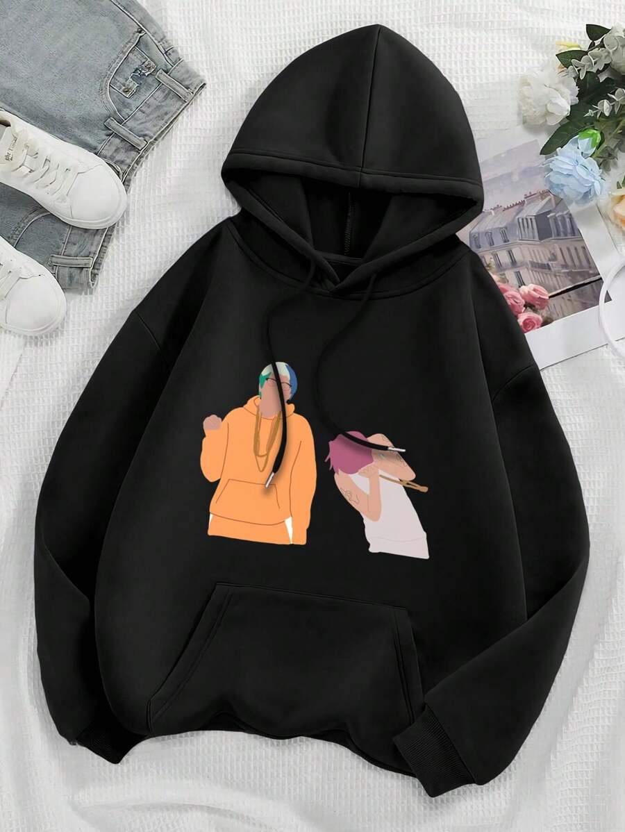Yeet Skrrt Big Size Women Hoodie Sweatwomen Hoodies For Women Timothée Chalamet Pete Davidson Late-Night TV Rap Inspired - Black - View 1