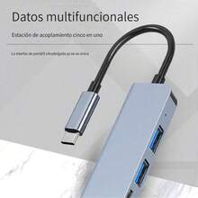 Tipo C Hub 5 En 1 Adaptador Usb C Multi Puerto Usb 3.0 Sd Tf - Plateado - Ver 3
