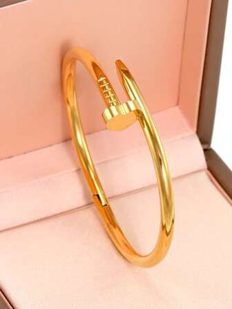 1 pieza Pulsera con corazón de acero inoxidable de estilo moderno, apta para uso diario, joyería de muñeca de estilo europeo y americano único para mujeres