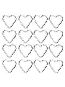 Mosquetón de aleación de aluminio con forma de corazón de primavera de plata para uso de hombres y mujeres, para escalada al aire libre, mochilas y artículos esenciales de viaje de uso diario