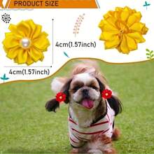 Lazo de flor para perro, paquete grande de pequeño perro, con banda de goma, surtido de lazos de perro hechos a mano mini, diadema de perro con flor de perla, adecuado para cachorros Yorkshire