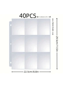 540 Pockets Baseball Card Sleeves Trading Card Pages, 30 Pages 9 Pocket Double-Sided Pages Trading Card Storage Album Pages 11 Holes Fit 3 Ring Binder Protectors Fit For Sport Cards, Coupon, Business Cards Back To School - Clear - View 16