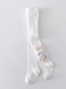 1pc Girls Cartoon Rabbit Pattern Ankle Length Tights, Thin Fitted Pantyhose For Babies & Kids, Spring/Autumn