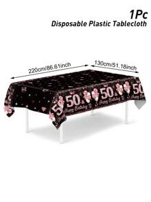 1Pc Birthday Tablecloth,Disposable Rose Gold Table Cover,40/60/50 Years Old Table Cloth, Happy Birthday Home Table Decor, Birthday Party Decoration Supplies,Table Decor,Kitchen Decor,Home Decor