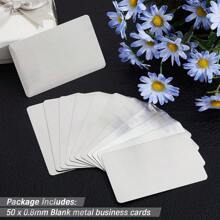 50 Pcs 304 Stainless Steel Metal Business Cards Sublimation Blank Steel Card Laser Engraving Stainless Cards For House Office Customer DIY Gift Plate Cards (0.5 Mm Thickness)
