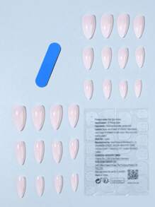 24 قطعة أظافر وهمية لوني أومبري لوز فرنسي، أظافر قصيرة كاملة الغطاء للضغط عليها، طقم أظافر اصطناعية بسيطة للارتداء اليومي مع ألسنة لاصقة للنساء والفتيات - وردي - مشاهدة 3
