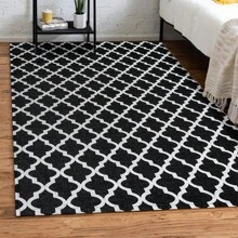 Jacquard Rug 2.00 M X 1.40 M Non-Slip Geometric Living Room Office Bedroom - Ả Rập đen - Xem 3
