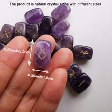 Natural Amethyst Futhark Viking Rune Stone Set, Engraved Letter Norse Witchcraft Healing Crystal Reiki Gemstones Irregular Shaped, 25Pcs