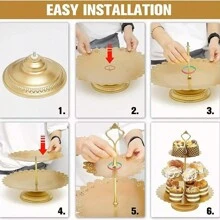 7 In 1 Metal Cake Stand Set Dessert Display Stand Wedding Birthday New Year Party - Gold - View 8