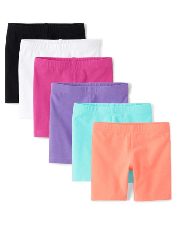 The Children's PLACE Toddler Girls Bike Shorts Multicolor 6-Pack Solid Color Pink Orangle Blue Purple Black