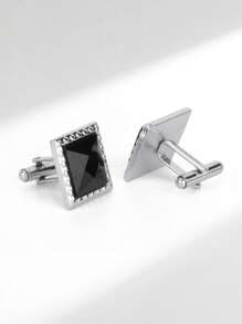 4 pares de gemelos de cristal con rhinestones en colores negro y azul, vienen en caja de regalo, adecuados para regalos de vacaciones - Negro - Ver 7
