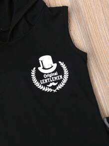 Baby Boys Summer Clothes Set Sleeveless Letter Print Black Hooded Vest+Camouflage Harem Pants Kids 2Pcs Fashion Outfits 0-4Y