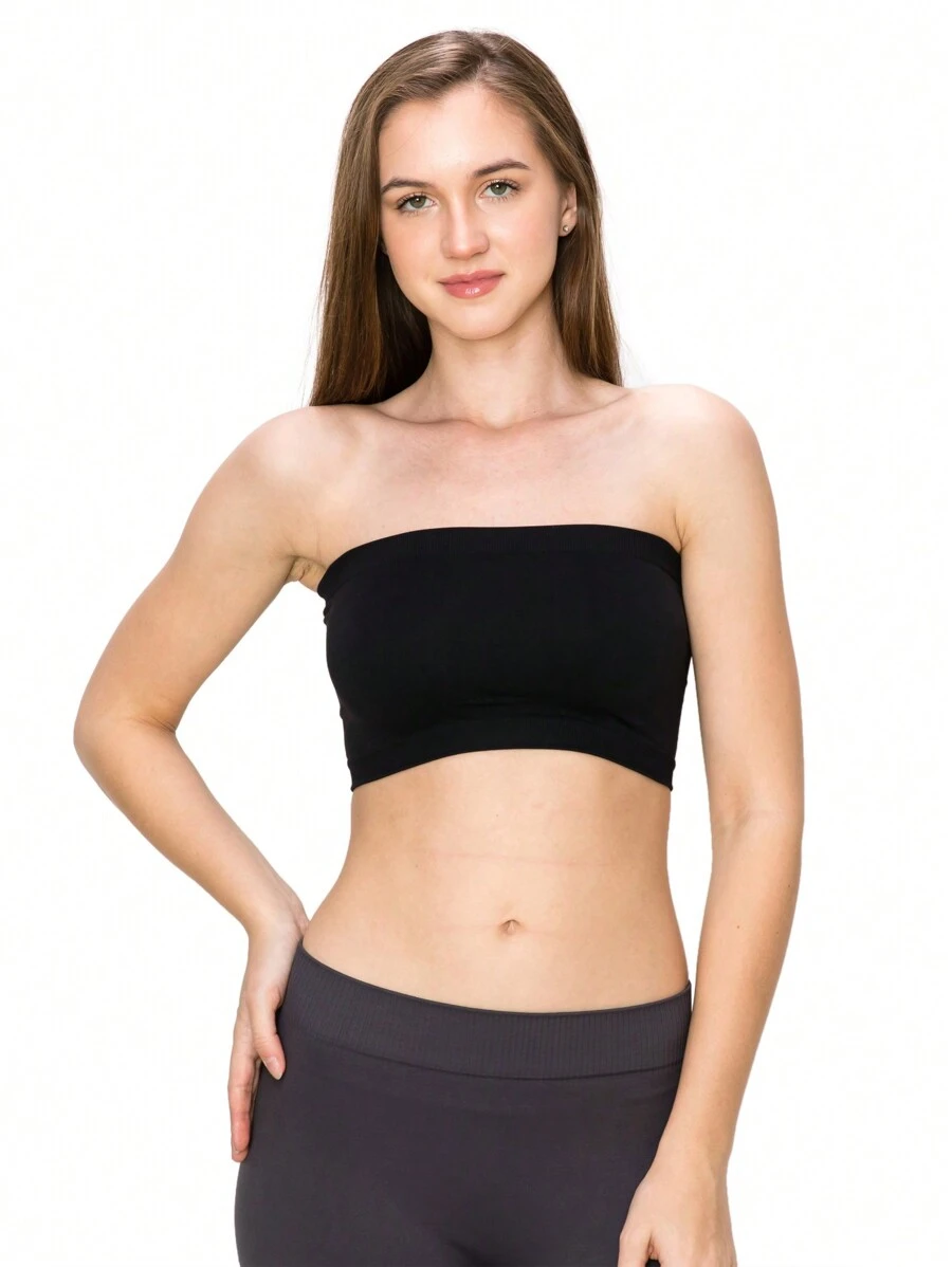 KURVE SEAMLESS MINI BANDEAU TUBE TOP - Black - View 1