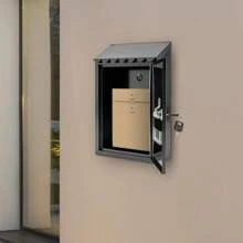 Rainaut Black Wall-Mount Mailbox, Key Lock Mail Boxes Outdoor Metal Security Key Drop Box With 2 Keys, 11.8in(H)*8.54in((L)*2.7in(W) - Black - View 1