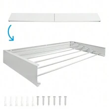 Wall Mounted 100CM Clothes Drying Rack Retractable Towel Hanger Clothes Airer - White - View 6