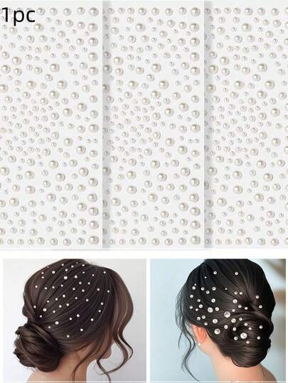 3Dパールステッカー ジュエルステッカー 自己接着ステッカー ダイヤモンド装飾 パールステッカー ヘアアクセサリー DIY装飾品 クリスマスギフト 感謝祭 先生 秋冬 ヘアアクセサリー ヘアスタイリングキット 1枚入り