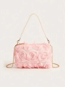 New Pearl Flower Decor Evening Clutch Handbag, Shoulder/Cross-Body Bag For Formal Dresses