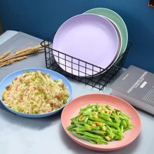 小麦秸秆盘子轻便不易破碎晚餐盘子套装适用于洗碗机和微波炉 - 彩色 - 查看 7