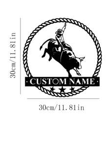 An Iron Custom Customizable Metal Bull Rider Wall Art Personalized Cowboy Bull Ride Decoration Home Ideal Birthday Housewarmings Valentine's Day Bull Decor The Perfect Gift Gifts Graduation - Black - View 13