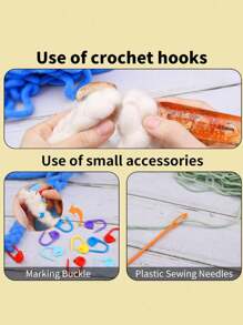 1/17pcs Oversized 25mm Crochet Hook Set - Including Mixed Color Accessories: With 10 Stitch Markers, 6 Large Eye Needles - All Seasons Plastic Crochet Hook Set, Smooth Handle, Wool Weaving Tools, Easy To Make, 12-25mm Single Crochet Hook, Hand Sewing Essentials
