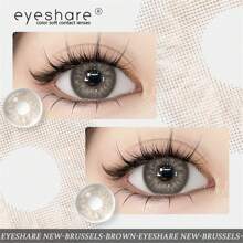 EYESHARE NEW 1 Pair Brown Colored Contact Lenses Eye Makeup 14.0mm Yearly Use Halloween Costume Cosplay - BRUSSELS-bROWN - View 4