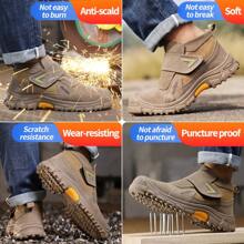 GUYISA Soft Anti-Puncture Welder Shoes Without Toe Cover, Comfortable Non-Fatiguing Rubber Sole Low-Top, Suede Leather, Heat & Spark Resistant, Suitable For All Seasons, Welder Series Work Shoes - Brown - View 6