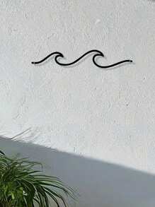 HELLOYOUNG 1 件铁艺艺术品海浪线条艺术金属壁挂，简约黑色海洋爱好者装饰艺术墙贴，客厅卧室家居墙壁装饰，礼物 - 黑色 - 查看 10