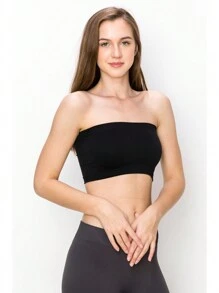 KURVE SEAMLESS MINI BANDEAU TUBE TOP - Black - View 4