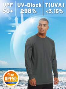 KEFITEVD Men's Long Sleeve Shirts UPF 50+ UV Sun Protection Athletic Shirts For Hiking Running Workout Rash Guard - Dark Grey - View 3