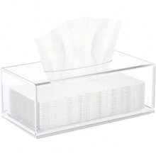 Caja de pañuelos de acrílico transparente, soporte de pañuelos, dispensador de servilletas para el hogar, oficina y restaurante - Claro - Ver 1