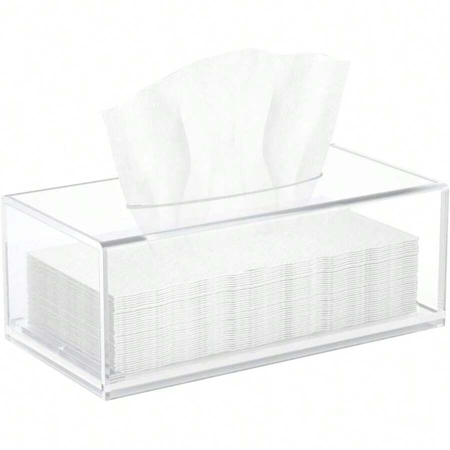 Caja de pañuelos de acrílico transparente, soporte de pañuelos, dispensador de servilletas para el hogar, oficina y restaurante - Claro - Ver 1