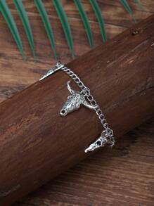 1pc Vintage Retro Bull-Shaped Pendant Bracelet, European And American Fashion